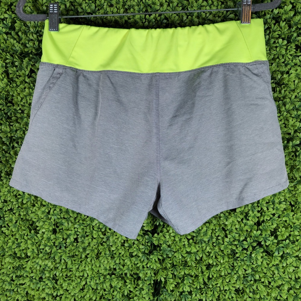 Danskin Now Womens 2-in-1 Athletic Shorts Grey Neon Yellow Size Small DN134240